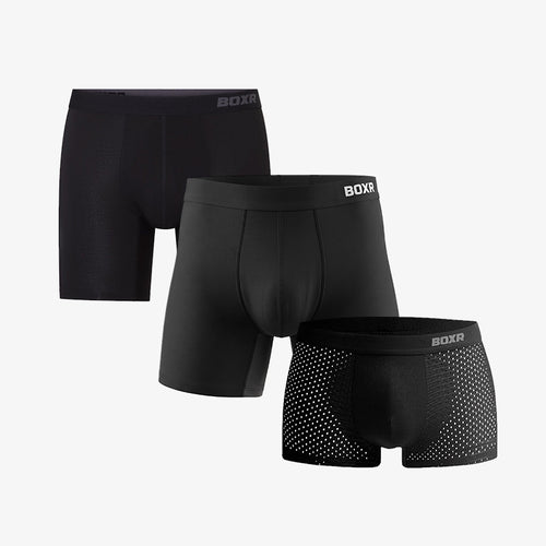 BOXR Discovery 3-pak med bambus-boxershortsene Original, Active og Pro i sort